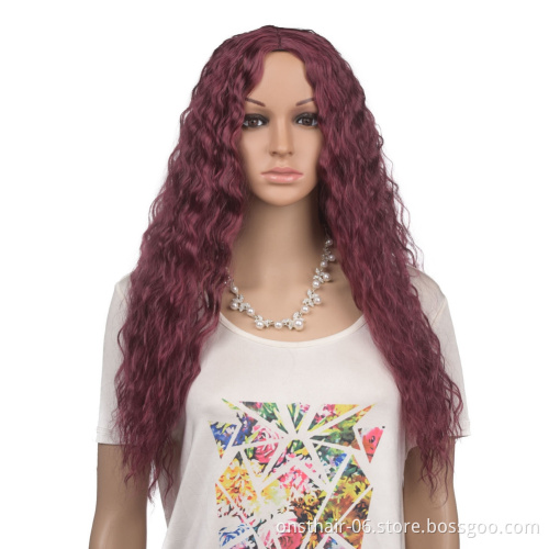 Onst water wave wig short curly High Temperature Heat Resistant Fiber hair wigs for black women bob Long deep wig wet and wavy